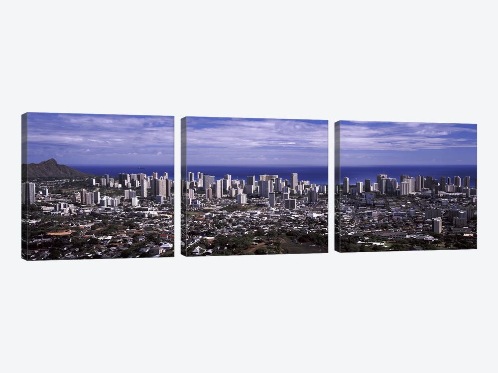 High angle view of a city, Honolulu, Oahu, Honolulu County, Hawaii, USA 2010 #2 by Panoramic Images 3-piece Canvas Art Print