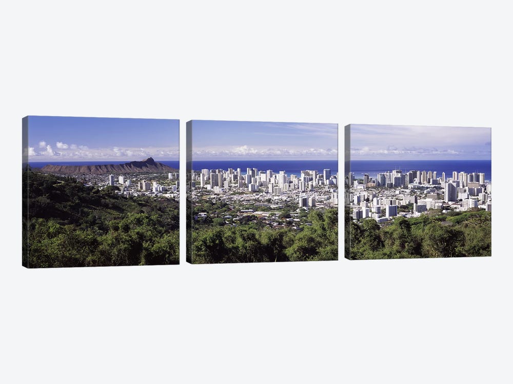 High angle view of a city, Honolulu, Oahu, Honolulu County, Hawaii, USA 2010 #4 by Panoramic Images 3-piece Art Print