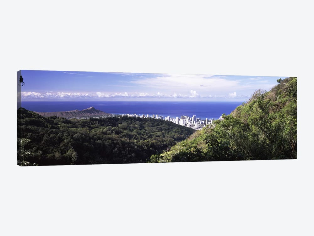 Mountains with city at coast in the backgroundHonolulu, Oahu, Honolulu County, Hawaii, USA by Panoramic Images 1-piece Canvas Artwork