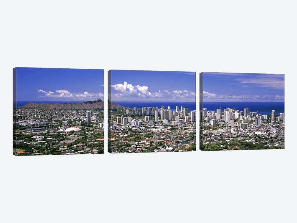 High angle view of a city, Honolulu, Oahu, Honolulu County, Hawaii, USA 2010 #5 by Panoramic Images 3-piece Canvas Print
