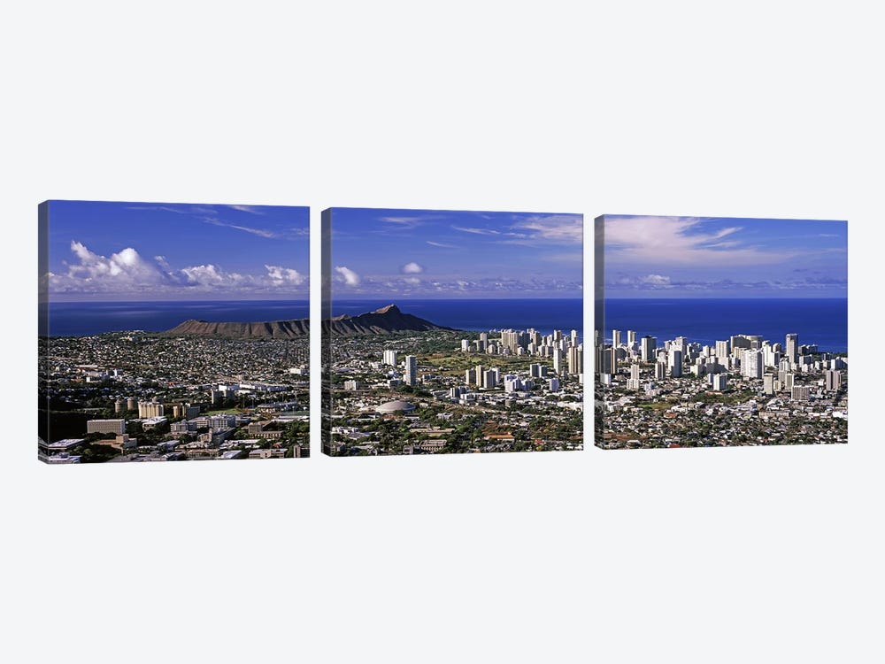 High angle view of a city, Honolulu, Oahu, Honolulu County, Hawaii, USA 2010 #6 by Panoramic Images 3-piece Canvas Artwork