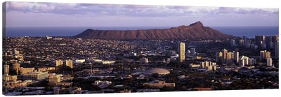High angle view of a cityHonolulu, Oahu, Honolulu County, Hawaii, USA Canvas Art Print - Oahu