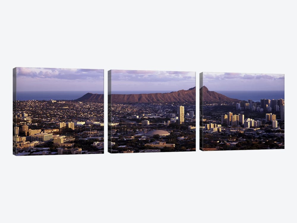 High angle view of a cityHonolulu, Oahu, Honolulu County, Hawaii, USA by Panoramic Images 3-piece Canvas Wall Art