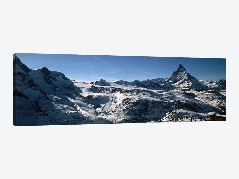 Skiers on mountains in winter, Matterhorn, Switzerland by Panoramic Images 1-piece Art Print