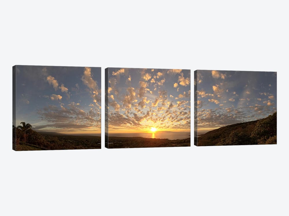 Sunset over the Pacific ocean, Kealakekua Bay, Kona Coast, Kona, Hawaii, USA by Panoramic Images 3-piece Canvas Art