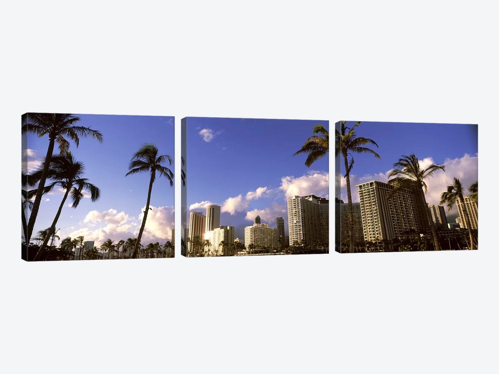 Low angle view of skyscrapers, Honolulu, Hawaii, USA 2010 by Panoramic Images 3-piece Canvas Art