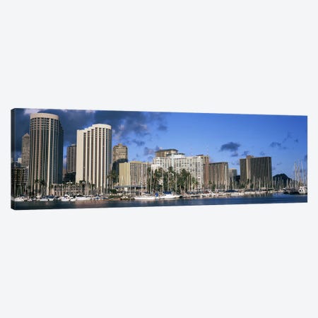 Boats docked at a harbor, Honolulu, Hawaii, USA 2010 Canvas Print #PIM9216} by Panoramic Images Canvas Wall Art