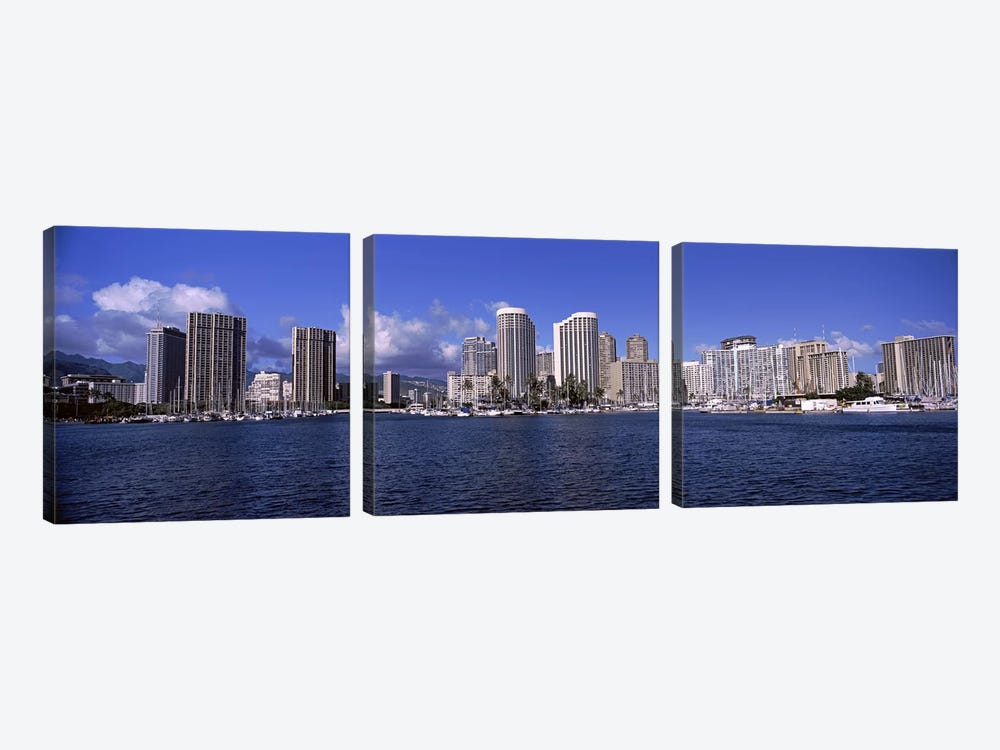Skyscrapers at the waterfront, Honolulu, Hawaii, USA 2010 #2 3-piece Canvas Print