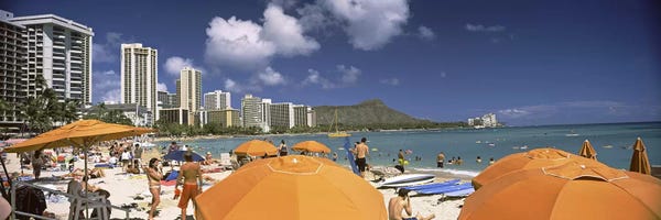 Honolulu: Tourists on the beach, Waikiki Beach, Honolulu, Oahu, Hawaii, USA 2010 by Panoramic Images