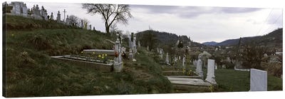 Tombstone in a cemetery, Saxon Church, Biertan, Transylvania, Mures County, Romania Canvas Art Print - Hill & Hillside Art