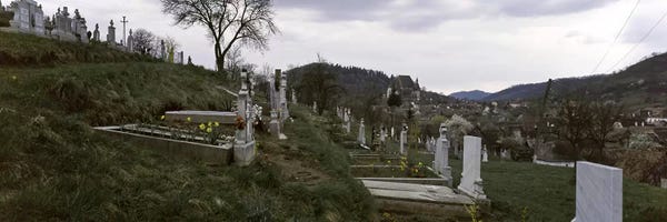 Romania: Tombstone in a cemetery, Saxon Church, Biertan, Transylvania, Mures County, Romania by Panoramic Images