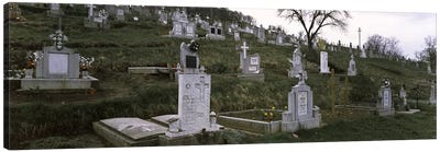 Tombstone in a cemetery, Saxon Church, Biertan, Transylvania, Mures County, Romania #2 Canvas Art Print - Hill & Hillside Art