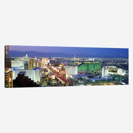 Buildings lit up at dusk in a city, Las Vegas, Clark County, Nevada, USA #2 Canvas Print #PIM9235} by Panoramic Images Canvas Art