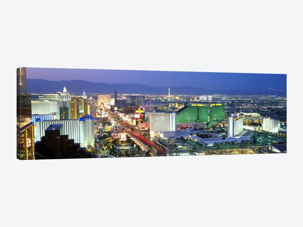 Buildings lit up at dusk in a city, Las Vegas, Clark County, Nevada, USA #2 by Panoramic Images 1-piece Canvas Artwork