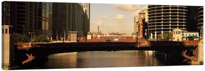 Buildings at the waterfront, Marina Towers, Chicago River, Chicago, Cook County, Illinois, USA Canvas Art Print - Bridge Art