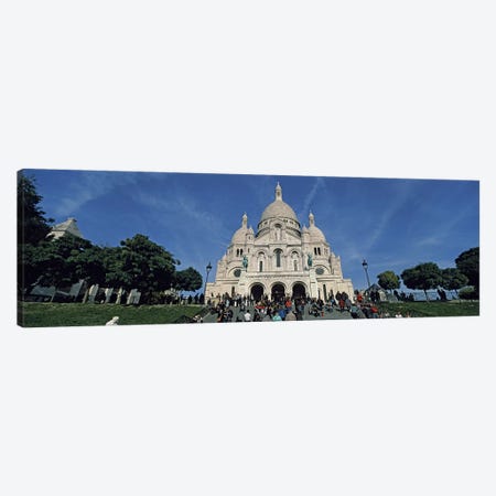 Crowd at a basilica, Basilique Du Sacre Coeur, Montmartre, Paris, Ile-de-France, France Canvas Print #PIM9237} by Panoramic Images Canvas Wall Art