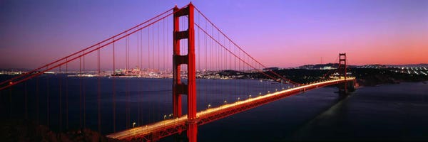 City Sunrises & Sunsets: Night Golden Gate Bridge San Francisco CA USA by Panoramic Images