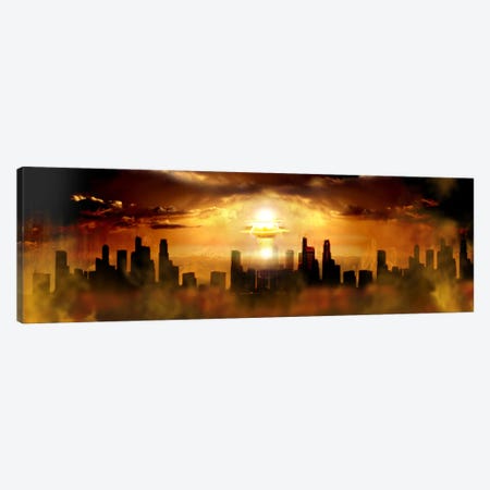 Nuclear blast behind city Canvas Print #PIM9243} by Panoramic Images Canvas Wall Art