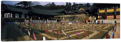 Tourists at a temple, Haeinsa Temple, Kayasan Mountains, Gyeongsang Province, South Korea Canvas Art Print - Religion & Spirituality Art