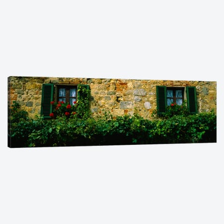 Flowers And Vines Along A Building Wall, Monteriggioni, Siena, Tuscany, Italy Canvas Print #PIM924} by Panoramic Images Canvas Art