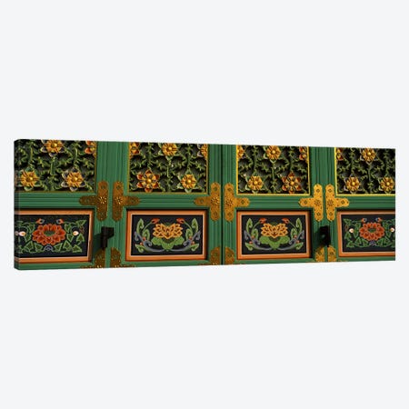 Paintings on the door of a Buddhist temple, Kayasan Mountains, Haeinsa Temple, Gyeongsang Province, South Korea #2 Canvas Print #PIM9250} by Panoramic Images Canvas Art Print