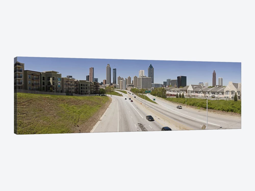 Vehicles moving on the road leading towards the city, Atlanta, Georgia, USA by Panoramic Images 1-piece Canvas Artwork