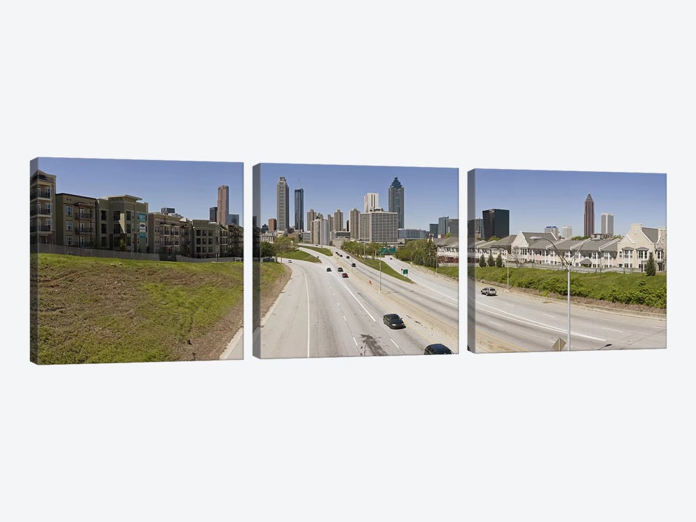 Vehicles moving on the road leading towards the city, Atlanta, Georgia, USA by Panoramic Images 3-piece Canvas Artwork