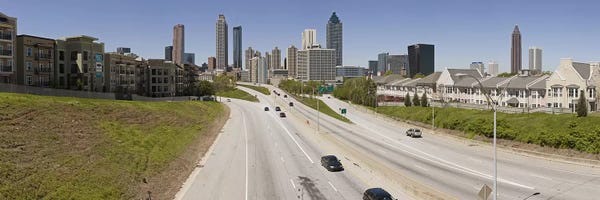 Georgia: Vehicles moving on the road leading towards the city, Atlanta, Georgia, USA by Panoramic Images