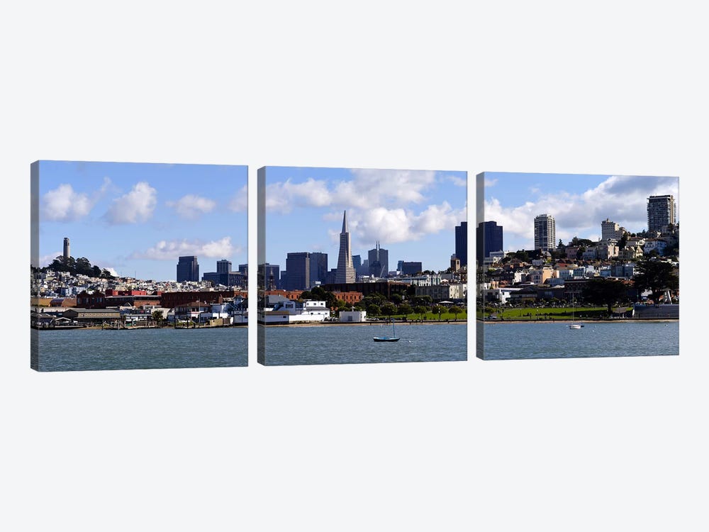 City at the waterfront, Coit Tower, Telegraph Hill, San Francisco, California, USA by Panoramic Images 3-piece Canvas Wall Art