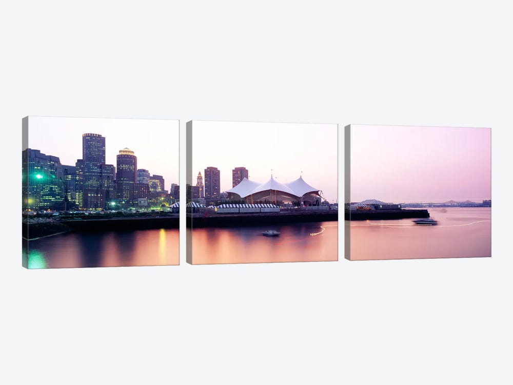 Skyscrapers at the waterfront, Charles river, Boston, Massachusetts, USA by Panoramic Images 3-piece Canvas Art Print
