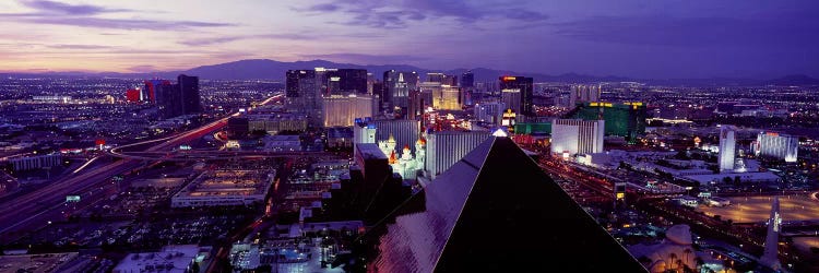 City lit up at dusk, Las Vegas, Clark County, Nevada, USA