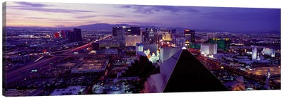 City lit up at dusk, Las Vegas, Clark County, Nevada, USA Canvas Art Print - Pyramids