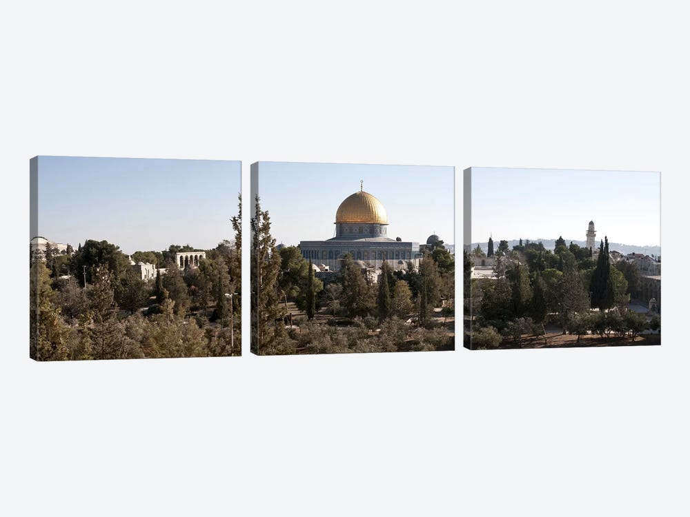 Trees with mosque in the background, Dome Of the Rock, Temple Mount, Jerusalem, Israel #2 by Panoramic Images 3-piece Canvas Art Print