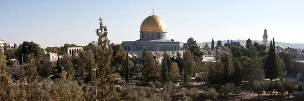 Domes: Trees with mosque in the background, Dome Of the Rock, Temple Mount, Jerusalem, Israel #2 by Panoramic Images