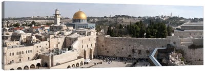 Tourists praying at a wall, Wailing Wall, Dome Of the Rock, Temple Mount, Jerusalem, Israel Canvas Art Print