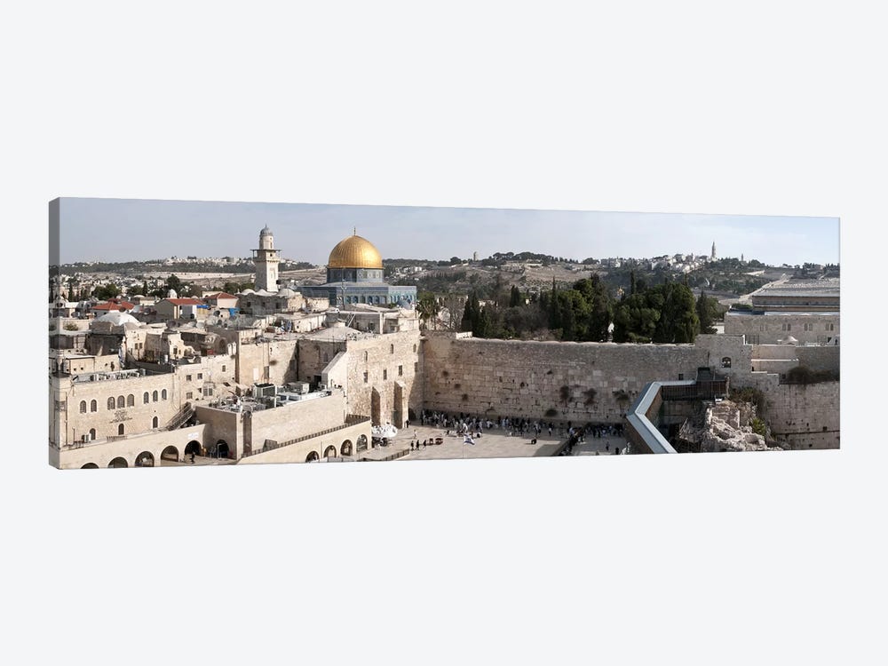 Tourists praying at a wall, Wailing Wall, Dome Of the Rock, Temple Mount, Jerusalem, Israel by Panoramic Images 1-piece Canvas Print
