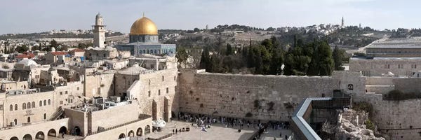 Ancient Ruins: Tourists praying at a wall, Wailing Wall, Dome Of the Rock, Temple Mount, Jerusalem, Israel by Panoramic Images