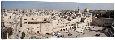 Tourists praying at a wall, Wailing Wall, Dome Of the Rock, Temple Mount, Jerusalem, Israel #3 Canvas Art Print - Israel Art