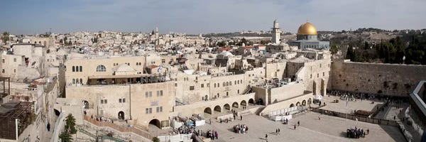 Domes: Tourists praying at a wall, Wailing Wall, Dome Of the Rock, Temple Mount, Jerusalem, Israel #3 by Panoramic Images