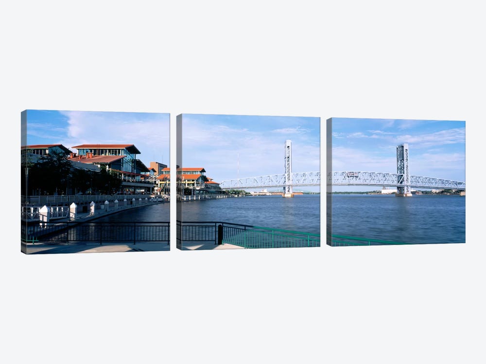 Bridge Over A River, Main Street, St. Johns River, Jacksonville, Florida, USA by Panoramic Images 3-piece Canvas Print
