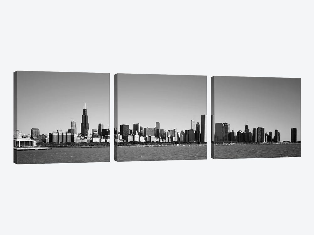 Skyscrapers at the waterfront, Willis Tower, Chicago, Cook County, Illinois, USA by Panoramic Images 3-piece Canvas Artwork