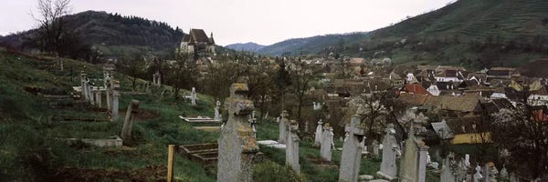 Valleys: Tombstones in a cemetery, Saxon Church, Biertan, Sibiu County, Transylvania, Romania by Panoramic Images