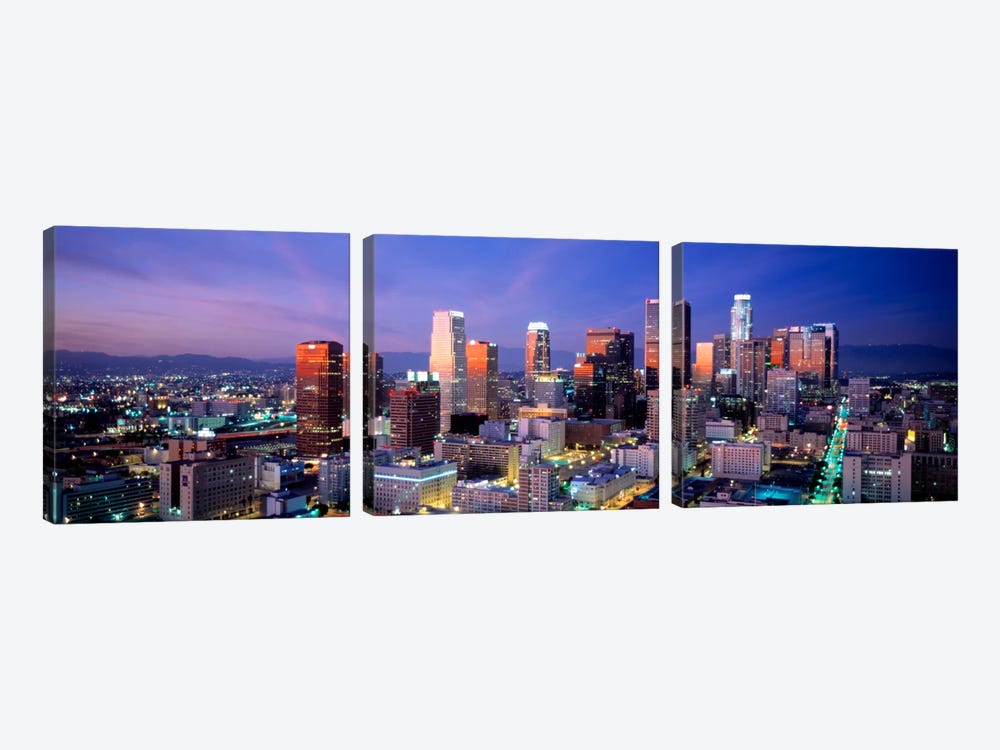 NightSkyline, Cityscape, Los Angeles, California, USA by Panoramic Images 3-piece Art Print