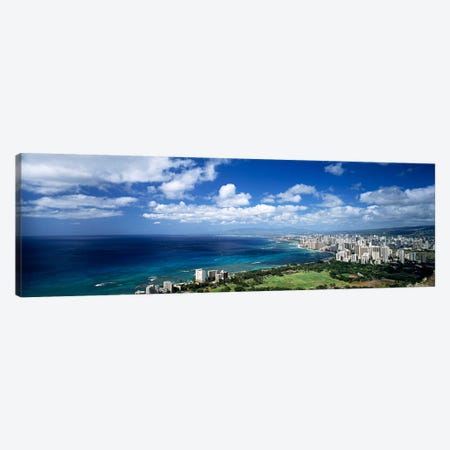 High angle view of skyscrapers at the waterfront, Honolulu, Oahu, Hawaii Islands, USA Canvas Print #PIM92} by Panoramic Images Canvas Print