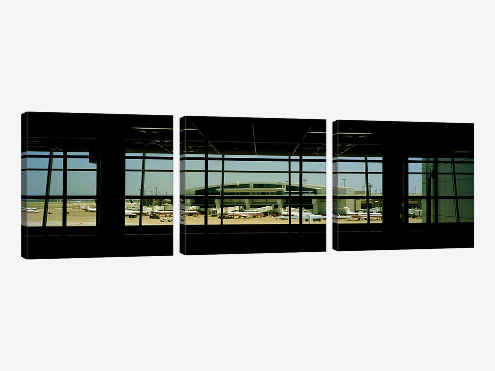 Airport viewed from inside the terminal, Dallas Fort Worth International Airport, Dallas, Texas, USA by Panoramic Images 3-piece Canvas Print