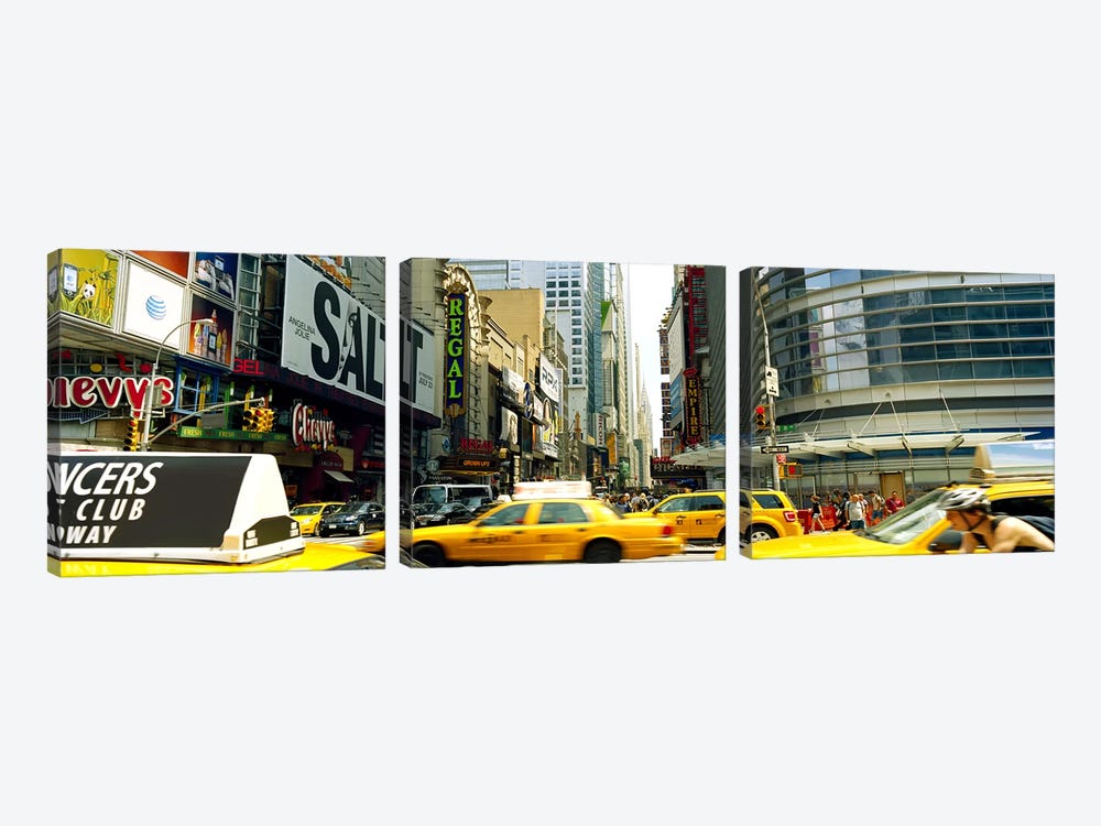 Traffic in a city, 42nd Street, Eighth Avenue, Times Square, Manhattan, New York City, New York State, USA by Panoramic Images 3-piece Canvas Print