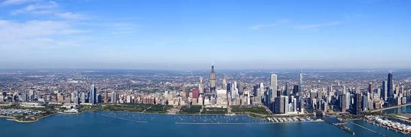 Chicago Skylines: Aerial view of a cityscape, Trump International Hotel And Tower, Willis Tower, Chicago, Cook County, Illinois, USA by Panoramic Images