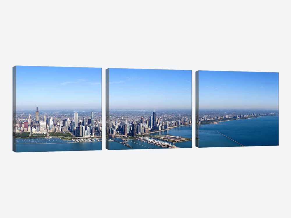 Aerial view of a cityscape, Trump International Hotel And Tower, Willis Tower, Chicago, Cook County, Illinois, USA #2 by Panoramic Images 3-piece Canvas Wall Art