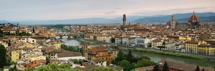 Buildings in a city, Ponte Vecchio, Arno River, Duomo Santa Maria Del Fiore, Florence, Tuscany, Italy