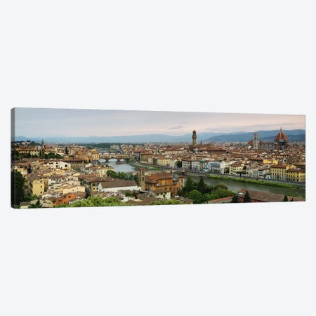 Buildings in a city, Ponte Vecchio, Arno River, Duomo Santa Maria Del Fiore, Florence, Tuscany, Italy Canvas Print #PIM9323} by Panoramic Images Art Print